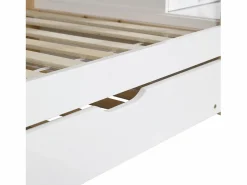 ModernLuxe Litera 90x200cm + cama nido 90x190cm - cama nido infantil con escalera de almacenaje - madera maciza - Blanco Discount