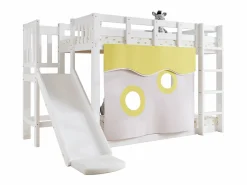 Litera 90x200cm cama infantil estilo moderno protección anticaídas madera para habitación infantil (Sin colchón) Blanco Hot