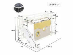 Litera 90x200cm cama infantil estilo moderno protección anticaídas madera para habitación infantil (Sin colchón) Blanco Hot