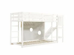 Litera 90x200cm cama infantil estilo moderno protección anticaídas madera para habitación infantil (Sin colchón) Blanco Hot