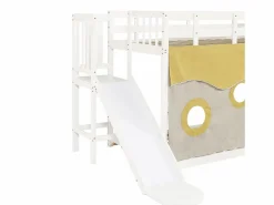 Litera 90x200cm cama infantil estilo moderno protección anticaídas madera para habitación infantil (Sin colchón) Blanco Hot