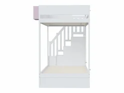 Cama Litera|Litera 90x200cm cama infantil moderna con gran almacenaje madera habitación infantil y rosa (Sin colchón)