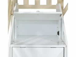 Cama Montessori|Litera 90x200cm tablero para pintar estilo casita escalera con almacenaje madera blanco y natural para habitación infantil (Sin colchón)