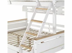 ModernLuxe Litera 90x200cm y 140x200cm - con escalera, estantes y 2 cajones - madera de pino y MDF - Blanco Online