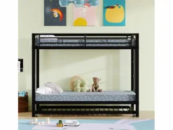 Literas 2 x 90 x 200 + cama nido 90 x 190 - Metal - Somier de láminas -^Merax New