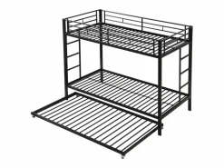 Literas 2 x 90 x 200 + cama nido 90 x 190 - Metal - Somier de láminas -^Merax New