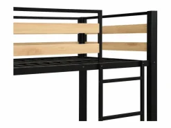Literas 2 x 90 x 190 cm 1 cajón color natural y negro + Colchón - CASIDIA^Vente-unique
