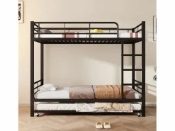 Merax Cama Litera|Literas 2 x 90 x 200 cm + cama nido 90 x 190 cm - metal -