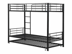 Merax Cama Litera|Literas 2 x 90 x 200 cm + cama nido 90 x 190 cm - metal -