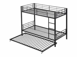 Merax Cama Litera|Literas 2 x 90 x 200 cm + cama nido 90 x 190 cm - metal -