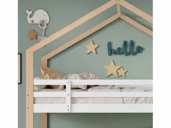 Merax Literas 2 x 90 x 200 cm con cama nido 90 x 190 cm, con 4 cajones y escalera, madera maciza + MDF, color blanco Color natural claro Sale