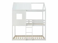 Vente-unique Literas cabaña 2 x 90 x 190 cm en Pino y MDF + colchón - LIDOVARA Blanco Online
