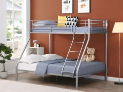 Vente-unique Literas de acero plata de 90x190 y 140x190 cm con colchón ELEVATIO IV Plateado New