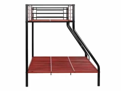 Vente-unique Cama Litera|Literas de 90x190 y 140x190 cm en acero negro y rojo con colchón ELEVATIO IV