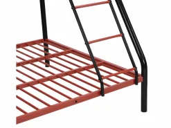 Vente-unique Cama Litera|Literas de 90x190 y 140x190 cm en acero negro y rojo con colchón ELEVATIO IV