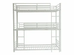 Vente-unique Literas triples 3 x 90 x 190 cm metal - ELOUAN III Blanco Best