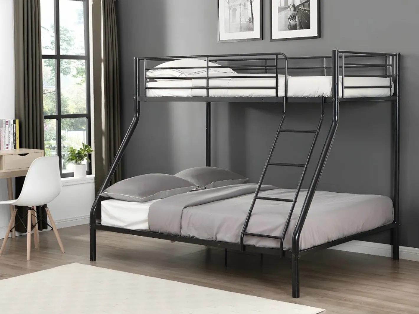 Vente-unique Cama Litera|Literas 90x190 y 140x190 cm acero con colchón ELEVATIO IV