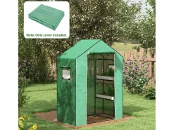 Lámina de recambio para invernadero, protección UV, puertas y ventanas enrollables, plástico, (140x73x190 cm) Verde Sale