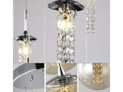 NETTLIFE Lámpara Suspendida|Lámpara colgante de mesa de comedor con altura ajustable y 10 luces de llama de vidrio