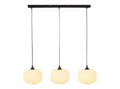 Lámpara colgante de metal y vidrio 3 pantallas, L. 99 x A. 128 cm, y blanco, GLENORA^OZAIA Sale