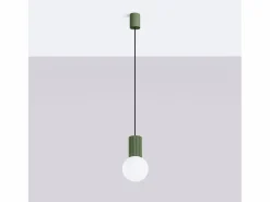 Sollux Lighting Lámpara Colgante Halo Moderno De Aluminio/Vidrio - 1 Fuentes Luminosas - L.12 X A.120 Cm - Oliva Verde Best