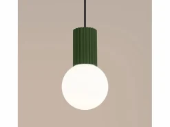 Sollux Lighting Lámpara Colgante Halo Moderno De Aluminio/Vidrio - 1 Fuentes Luminosas - L.12 X A.120 Cm - Oliva Verde Best