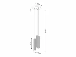 Lámpara Colgante Karbon Minimalista De Aluminio - 3 Fuentes Luminosas - L.19,5 X A.108 Cm -^Sollux Lighting Sale