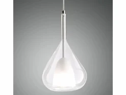 Plafón|Lámpara colgante LED Lila de metal y cristal borosilicato transparente 3481-40-241 Fabas Luce