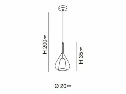 Plafón|Lámpara colgante LED Lila de metal y cristal borosilicato transparente 3481-40-241 Fabas Luce