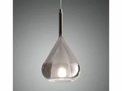 Plafón|Lámpara colgante LED Lila de metal y cristal borosilicato ahumado 3481-40-126 Fabas Luce