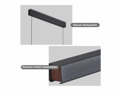 NETTLIFE Lámpara Suspendida|Lámpara colgante LED para comedor, regulable, negra, moderna, 50 W, 148,5 cm