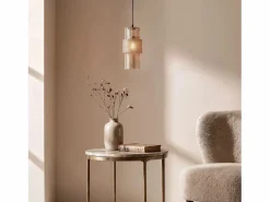Ledkia Lámpara Suspendida|Lámpara Colgante Metal y Cristal Berila Ámbar