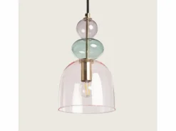 Ledkia Lámpara Colgante Metal y Cristal Baudelaire Rosa Multicolor New