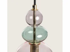 Ledkia Lámpara Colgante Metal y Cristal Baudelaire Rosa Multicolor New