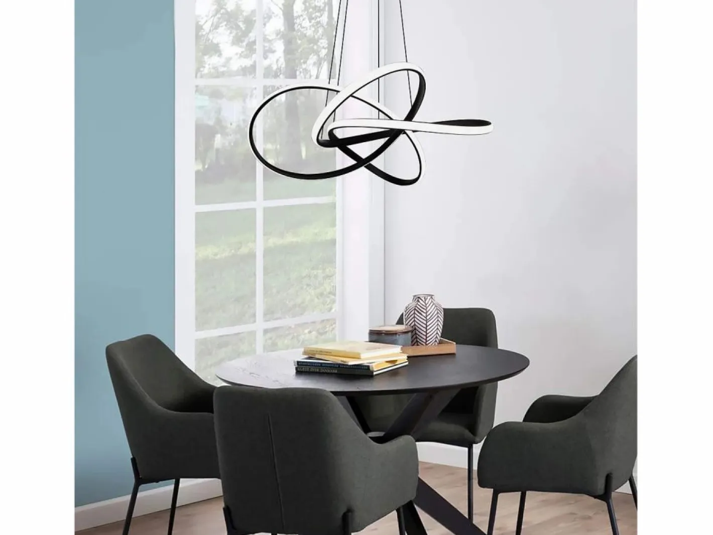 NETTLIFE Lámpara Suspendida|Lámpara colgante Vintage Negra de 5 luces, altura ajustable, casquillo E27, 62 W, estilo industrial retro.