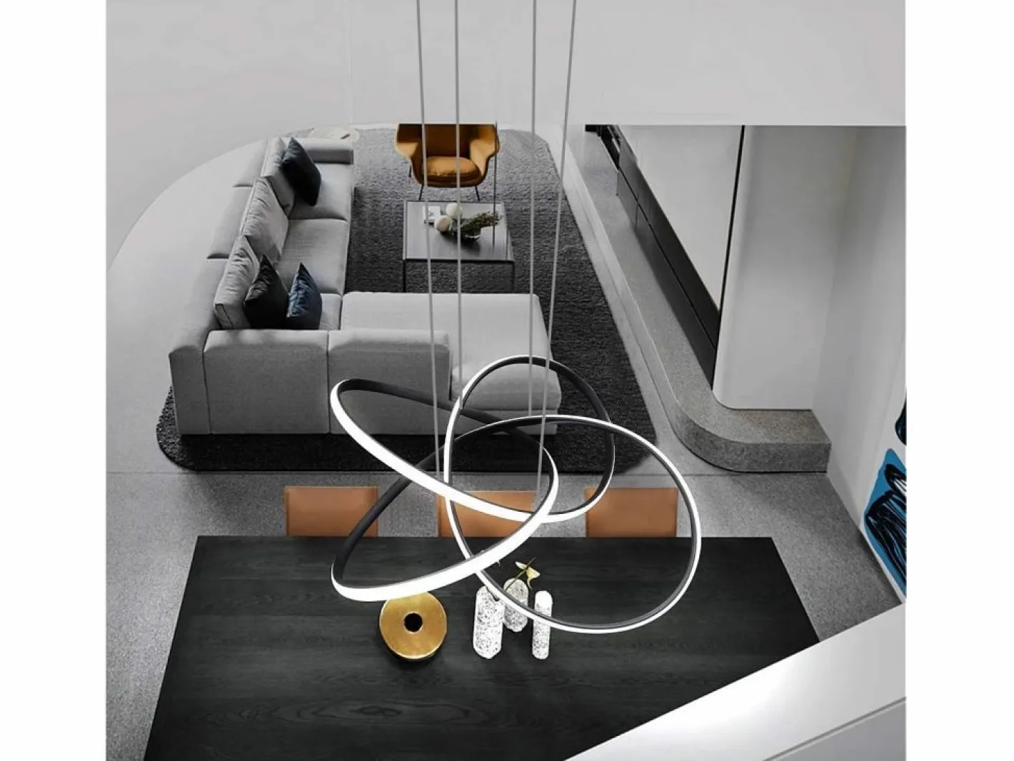NETTLIFE Lámpara Suspendida|Lámpara colgante Vintage Negra de 5 luces, altura ajustable, casquillo E27, 62 W, estilo industrial retro.