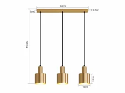 NETTLIFE Lámpara Suspendida|Lámpara colgante para mesa de comedor, estilo vintage, 3 luces, dorada, diseño moderno, de metal, E27