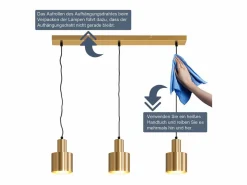 NETTLIFE Lámpara Suspendida|Lámpara colgante para mesa de comedor, estilo vintage, 3 luces, dorada, diseño moderno, de metal, E27