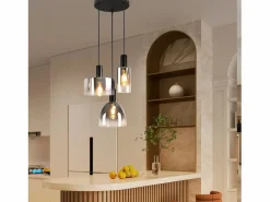 Lámpara colgante vintage para mesa de comedor, de cristal gris ahumado, E27, altura ajustable para sala de estar^NETTLIFE Online