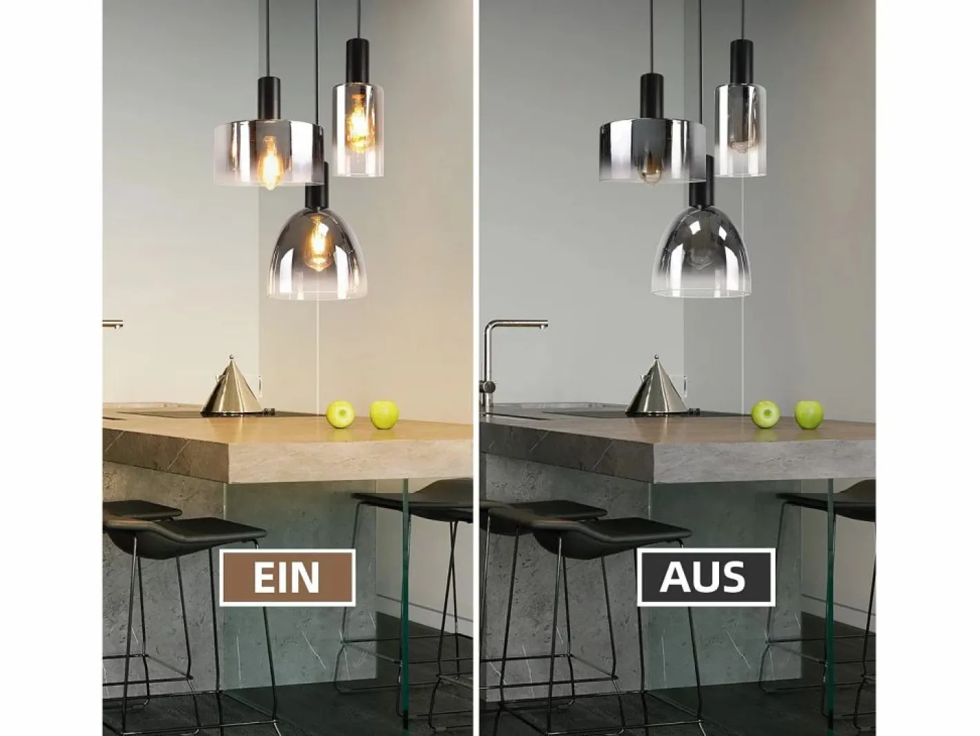 Lámpara colgante vintage para mesa de comedor, de cristal gris ahumado, E27, altura ajustable para sala de estar^NETTLIFE Online