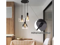 Lámpara colgante vintage para mesa de comedor, de cristal gris ahumado, E27, altura ajustable para sala de estar^NETTLIFE Online