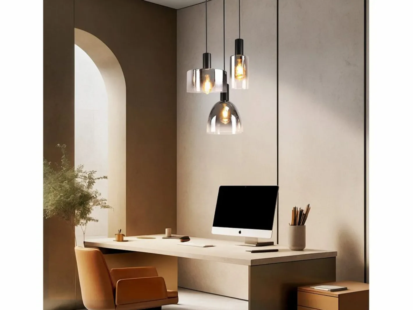 Lámpara colgante vintage para mesa de comedor, de cristal gris ahumado, E27, altura ajustable para sala de estar^NETTLIFE Online