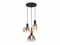 Lámpara colgante vintage para mesa de comedor, de cristal gris ahumado, E27, altura ajustable para sala de estar^NETTLIFE Online
