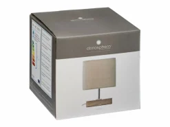 Atmosphera Lámpara De Mesa|Lámpara con base de madera de estilo escandinavo 14.5 x 14.5 x 21 cm