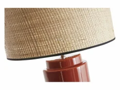 Miliboo Lámpara De Mesa|Lámpara de mesa de cerámica esmaltada con pantalla de rafia natural 64 cm MAJES
