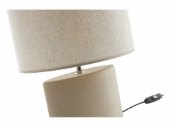 Miliboo Lámpara De Mesa|Lámpara de mesa de cerámica color mate con pantalla de lino natural TIGA