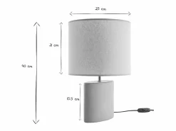 Miliboo Lámpara De Mesa|Lámpara de mesa de cerámica color mate con pantalla de lino natural TIGA