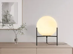Lámpara de mesa globo con pie, D. 25 x H. 35 cm, y blanco - BARLOW^OZAIA Sale