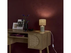 Sweeek Lámpara De Mesa|Lámpara de mesa interior cerámica pantalla de efecto de mimbre