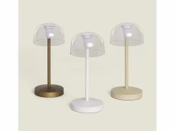 Ledkia Iluminación Exterior|Lámpara de Mesa LED Portátil para Exterior Metal con Batería Recargable Lendora
